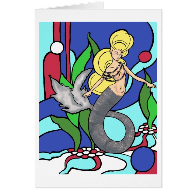 sjöjungfru hälsningskort (Framsidan)