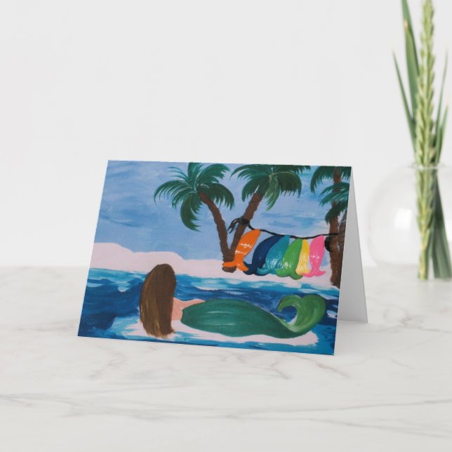 Sjöjungfru-hälsningskort för Tvätt-dagen Kort (Framsida)