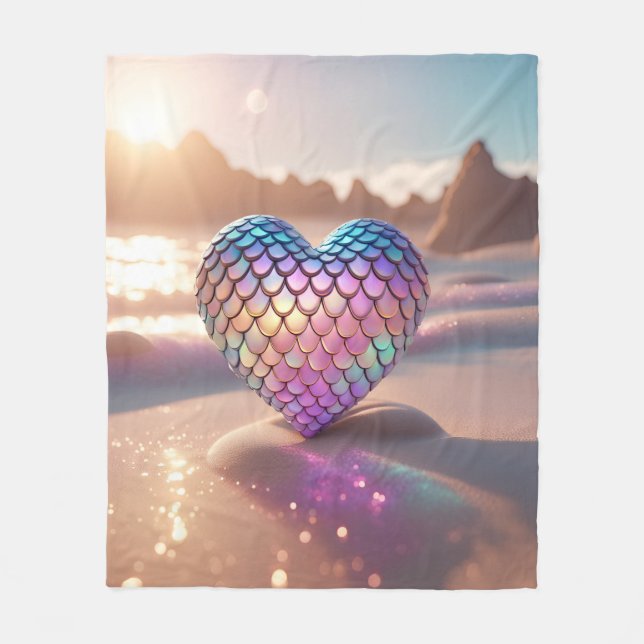 Sjöjungfru Heart Fleecefilt (Framsidan)