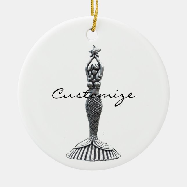 Sjöjungfru Holding Star Thunder_Cove Julgransprydnad Keramik (Framsidan)