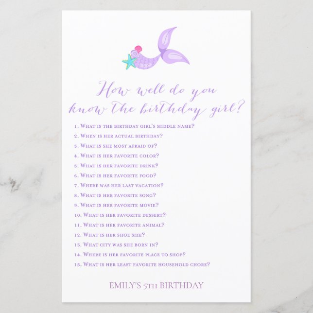 Sjöjungfru Hur bra vet du att du fyller år? (Framsida)