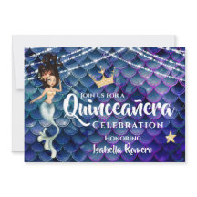 Sjöjungfru i blått under hav med/massa Quinceañera