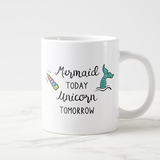 Sjöjungfru i dag Unicorn i morgon Jumbo Mugg (Höger)