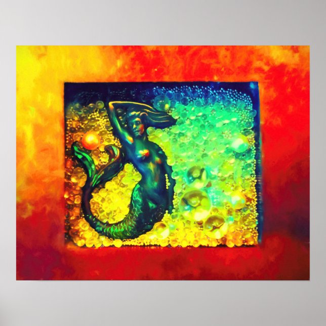 Sjöjungfru i en ruta poster (Framsidan)