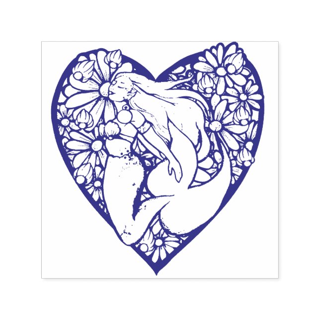 Sjöjungfru i hjärtat självfärgande stämpel (Design)