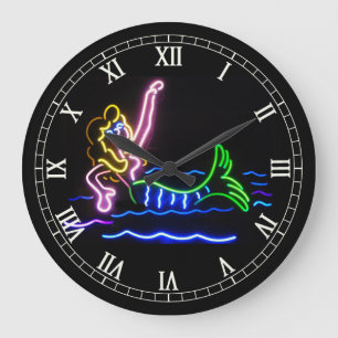 Sjöjungfru i Neon Stor Klocka