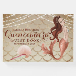 Sjöjungfru i Ro Guld under havsområdet Quinceañera Gästböcker