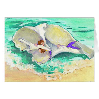 Sjöjungfru i snäcka hälsningskort