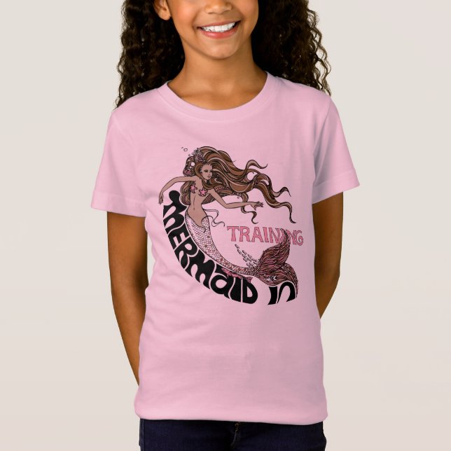 Sjöjungfru i utbildning, barn (brunetten) tee shirt (Framsida)