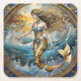 Sjöjungfru i Vinkara oceanen Underlägg Papper Kvadrat