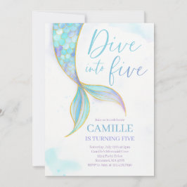 Sjöjungfru indelas i 5:e Födelsedagsfesten Inbjudningar