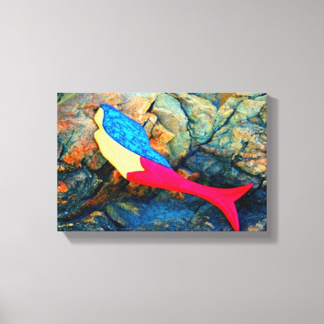 sjöjungfru inslagen i undervattensduk canvastryck (Framsida)