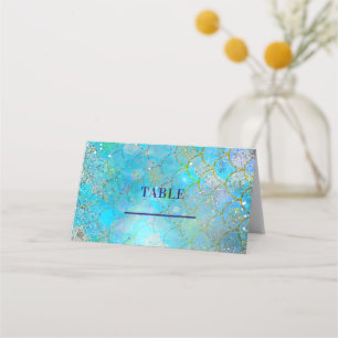 Sjöjungfru Iridescent Pärla Glitter Födelsedagsfes Placeringskort