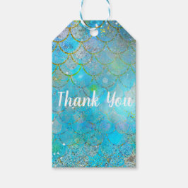 Sjöjungfru Iridescent Pärla Glitter Födelsedagsfes Presentetikett