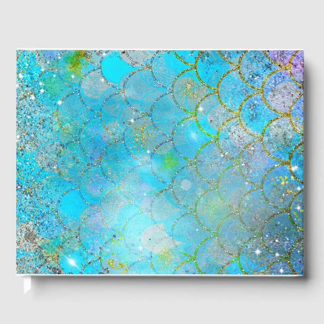 Sjöjungfru Iridescent Pärla Glitter Glans Gnistran Gästböcker (Framsida)