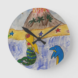 Sjöjungfru Island Round Clock Rund Klocka