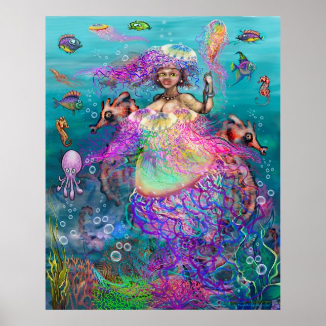 Sjöjungfru Jellyfish Dress Poster (Framsidan)