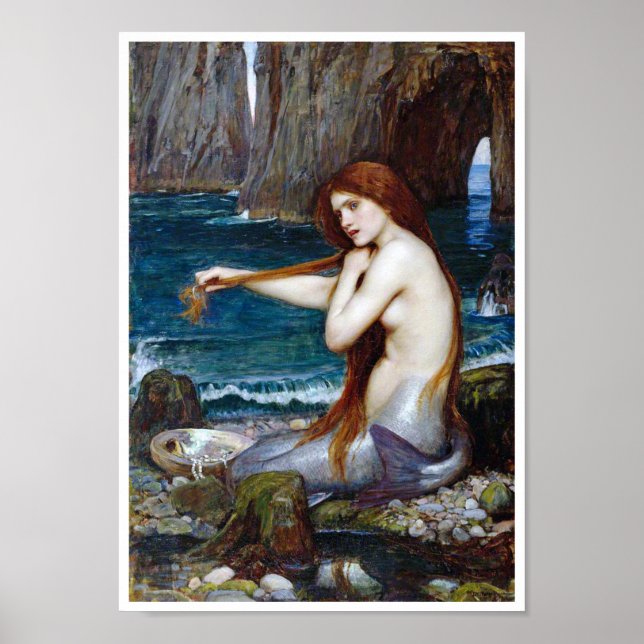 Sjöjungfru, John William Waterhouse Poster (Framsidan)