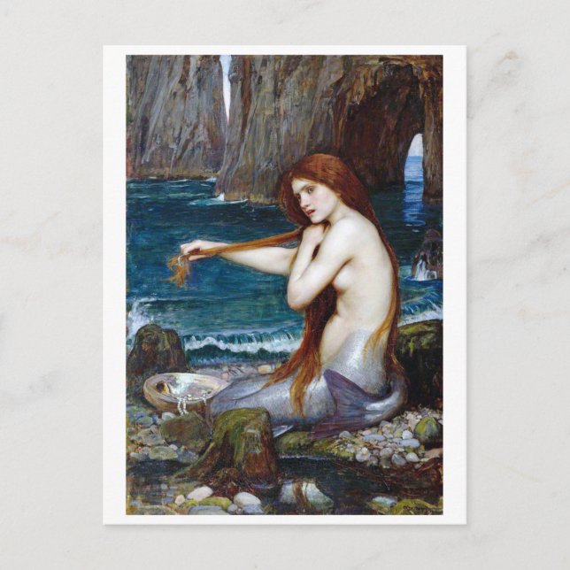 Sjöjungfru, John William Waterhouse Vykort (Framsida)