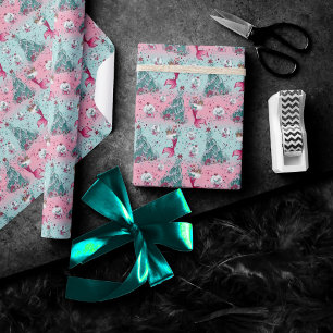 Sjöjungfru jul   Lager och Träd Rosa Presentpapper