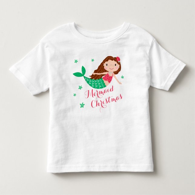 Sjöjungfru Juli Festive Helgdag T Shirt (Framsida)