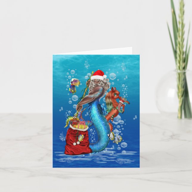 Sjöjungfru Jultomten Kort (Framsida)