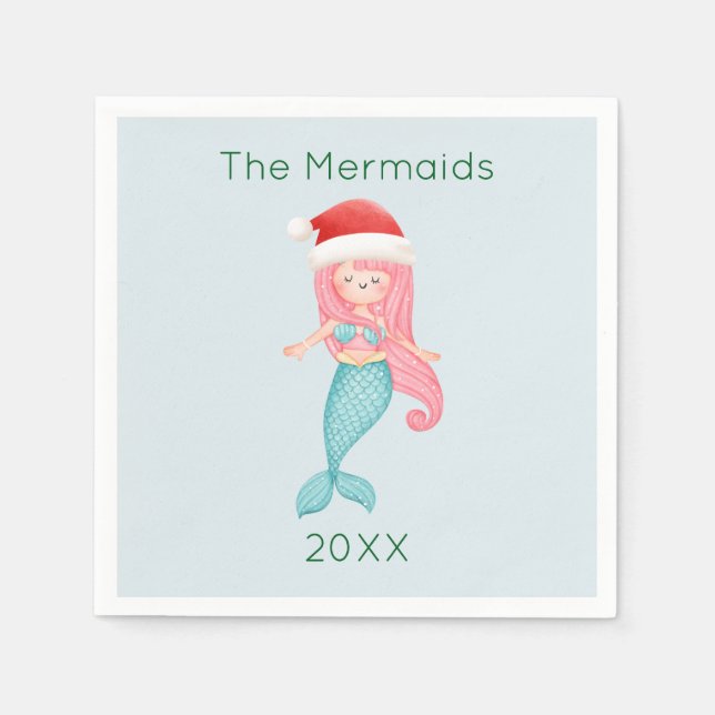 Sjöjungfru jultomten pappersservett (Framsidan)