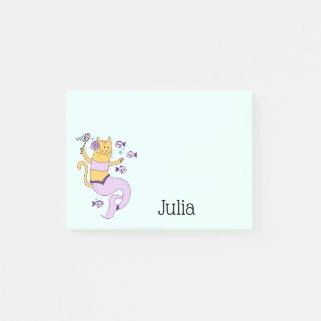 Sjöjungfru Katt-Personlig Post-it Block (Framsida)