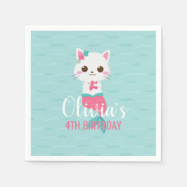 Sjöjungfru Kattunge Födelsedagsfest Pappersservett