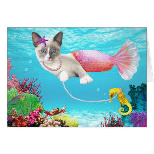 Sjöjungfru Kitten Greeting Card Hälsningskort