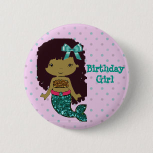 Sjöjungfru Knappen "Birthday Girl" Knapp