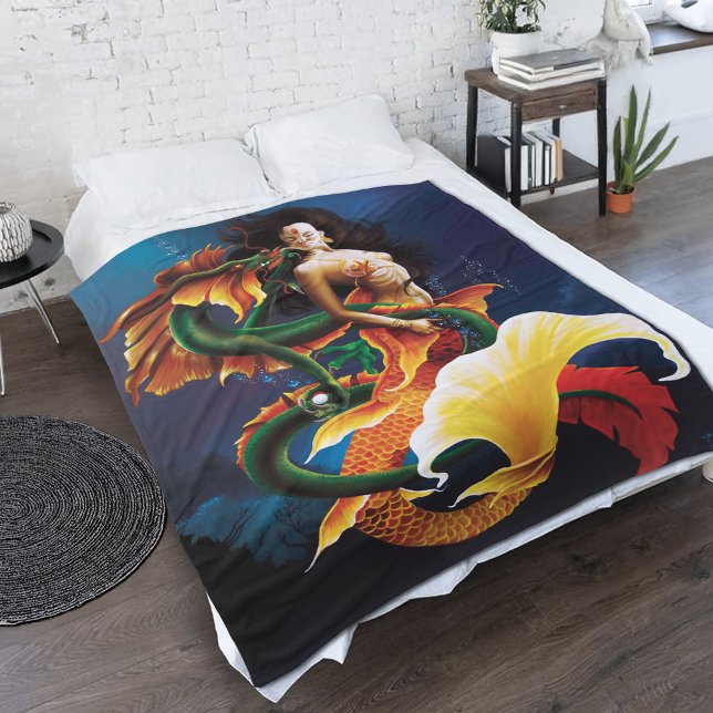 Sjöjungfru Koi Dragon Fantasy Fleecefilt (Skapare uppladdad)