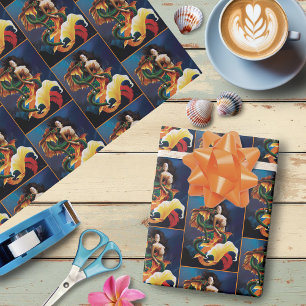 Sjöjungfru Koi Dragon Fantasy Presentpapper