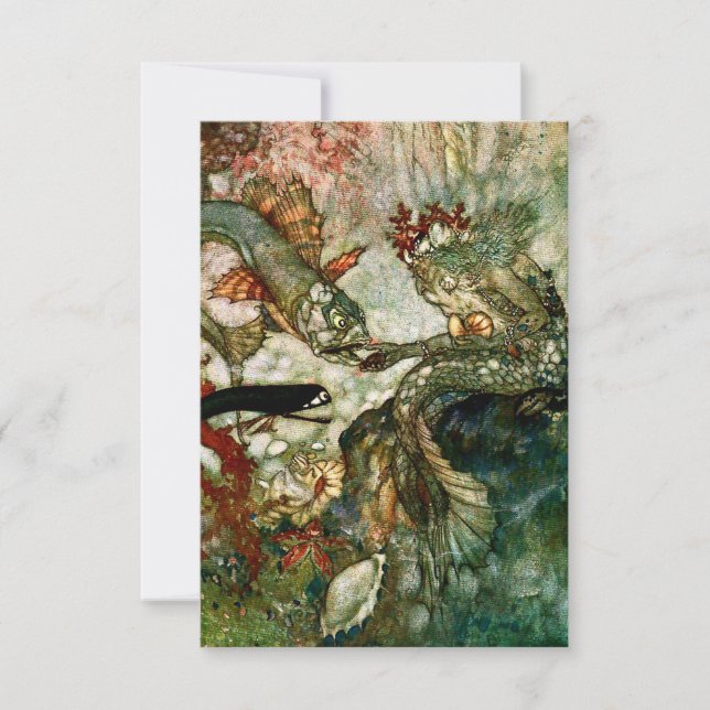 "Sjöjungfru Kung" av Edmund Dulac Tack Kort (Framsida)
