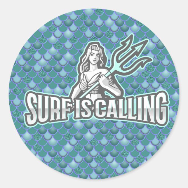 Sjöjungfru Kute blå, klassisk, rund etikett (Framsida)