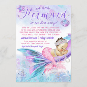 Sjöjungfru Långdistans Baby Shower via Post Inbjudningar