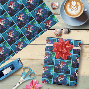 Sjöjungfru Lila Dragon Vänskap Fantasy Presentpapper