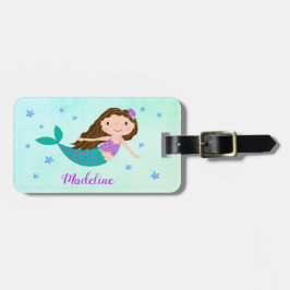 Sjöjungfru Lila Glitter Namn Bagagebricka