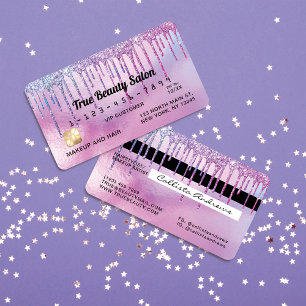 Sjöjungfru Lila HoloGraph Glitter Dricks Kredit Visitkort