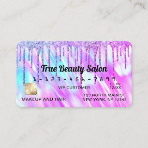 Sjöjungfru Lila HoloGraph Glitter Dricks Kredit Visitkort