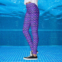 Sjöjungfru Lila och Rosa mönster Leggings