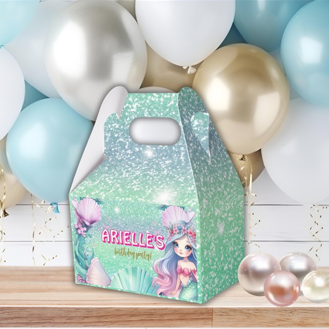 Sjöjungfru lila och turkos glitter Förmånslåda Presentaskar (Skapare uppladdad)