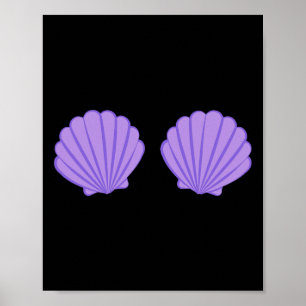 Sjöjungfru Lila Seashell Bra Tecknad Graphic Poster
