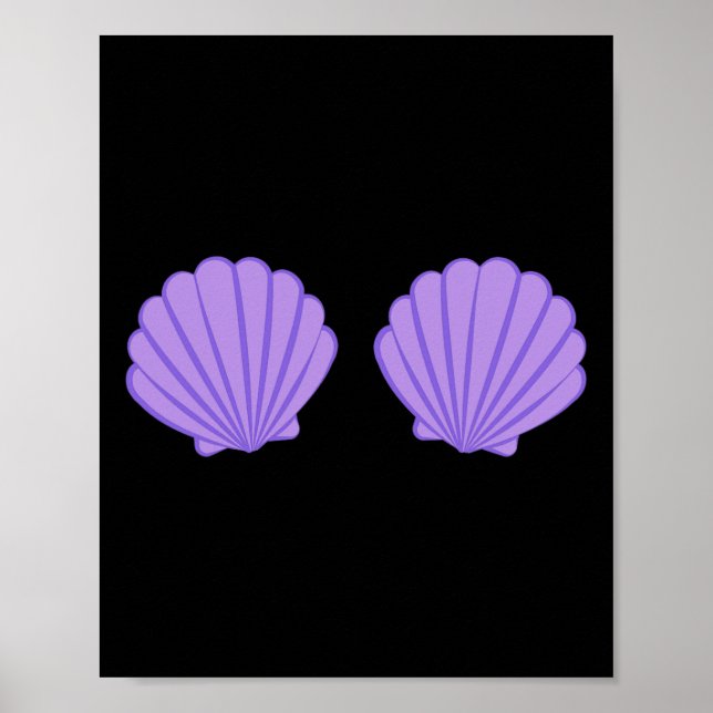 Sjöjungfru Lila Seashell Bra Tecknad Graphic Poster (Framsidan)