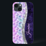 Sjöjungfru lila silver faux glitter monogram<br><div class="desc">Söt chic och elegant sjöjungfru gigly skin iridescent faux glitter i rosa lila silver för att färg ett sött unikt gigantiskt skapat för att skydda din enhet. Vacker, modern och coola täckning för den trendviga och konsthundande höftledaren. Den här snyggten skulle vara underbar för flickor som har sparka trendig. Visa...</div>