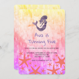 Sjöjungfru Lila Starfish Birthday-inbjudan Inbjudningar
