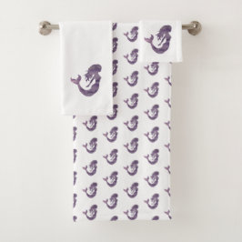 Sjöjungfru Lila Vinkar Beach Bath Towset Set