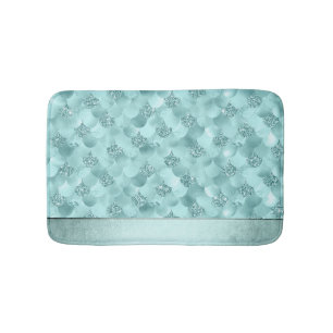 Sjöjungfru Luxe    Seafoam Mint Grönt Aqua Sheen Badrumsmatta