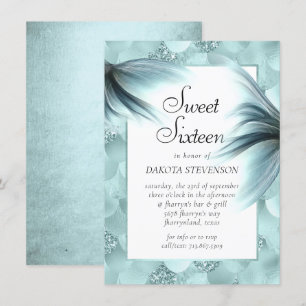 Sjöjungfru Luxe Seafoam Mint Grönt Luster Birthd Inbjudningar