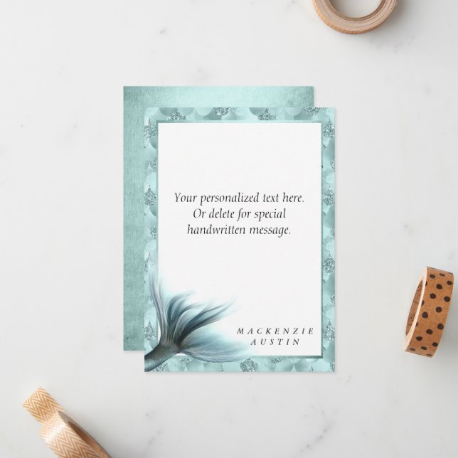 Sjöjungfru Luxe Svan | Anpassningsbar av Seafoam M Anteckningskort (Fram/Back In Situ)